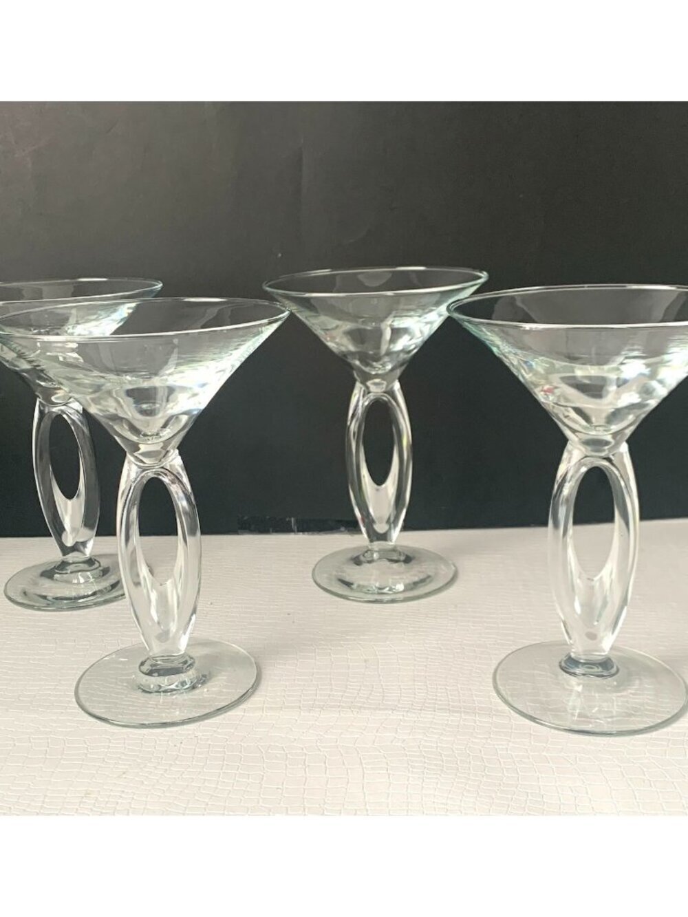 Libbey Omega Art Deco 4 Piece Set Cocktail Martini Glasses Vintage Barware